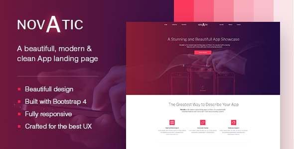 Novatic - beautiful, modern and clean App landing page