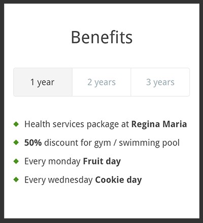 The "Benefits" section deisgn